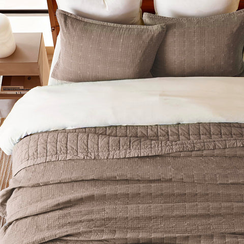Evergracehome front crushed-squares design highlights textured style for a cozy, modern bed.
