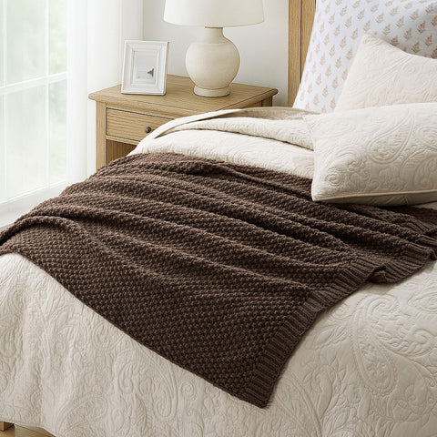 EVERGRACEHOME layered sofa setup with plush throw for warmth