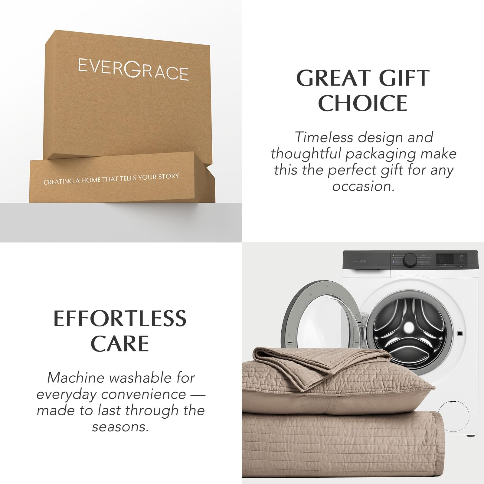Evergracehome machine washable design offers easy daily care and longevity.