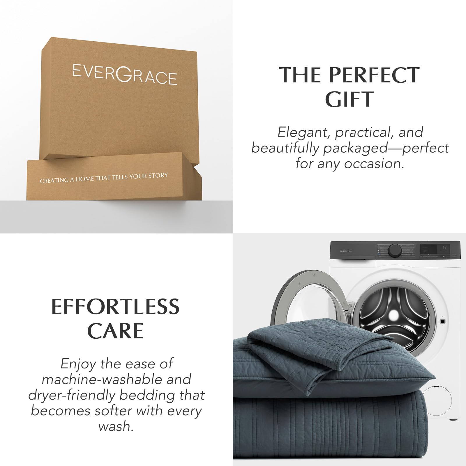Evergracehome Midnight blue hue complements modern bedrooms.