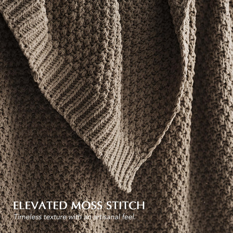 EVERGRACEHOME moss stitch detail throw highlights dimensional knit texture for luxurious layering.