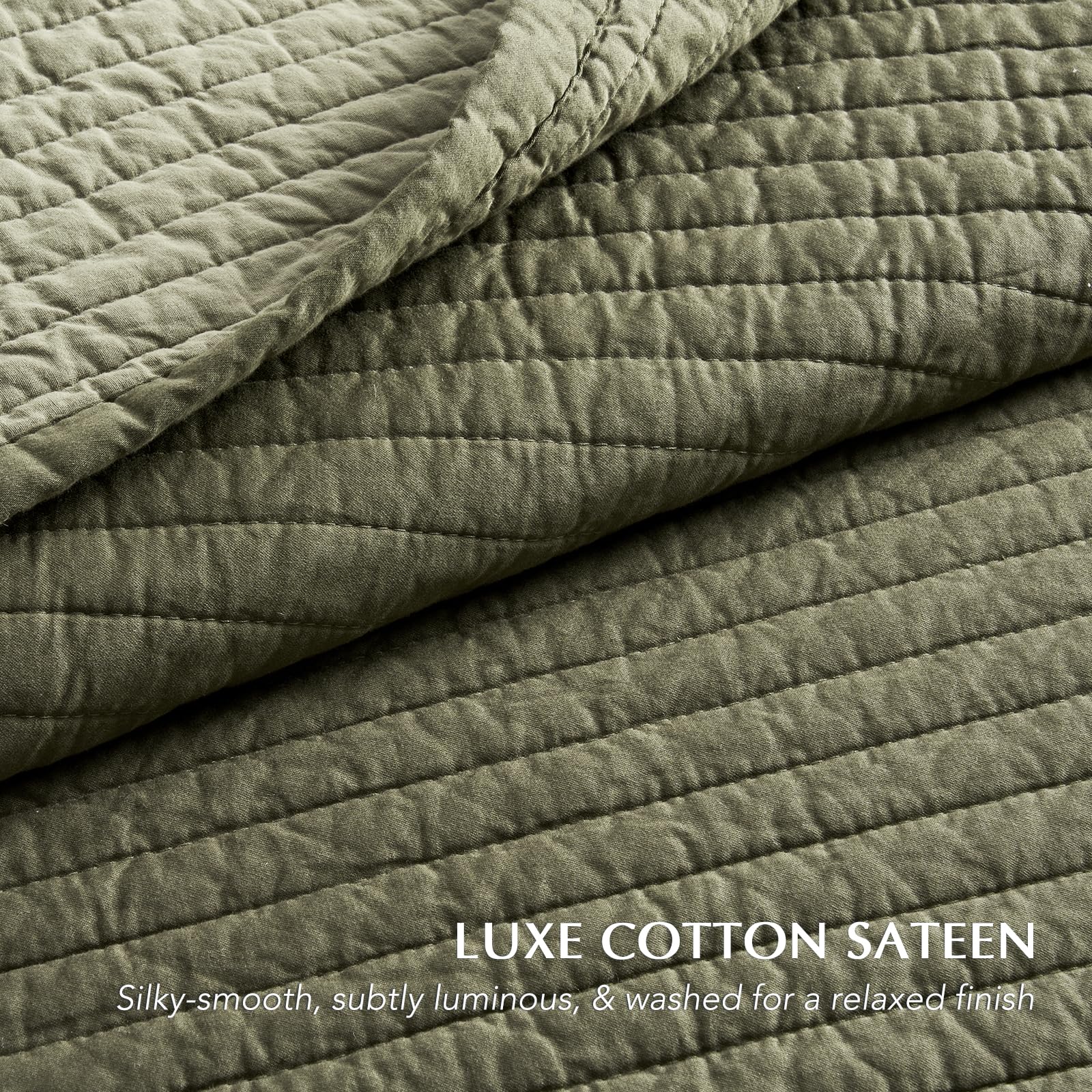EVERGRACEHOME garment-washed olive-green fabric texture emphasizes softness