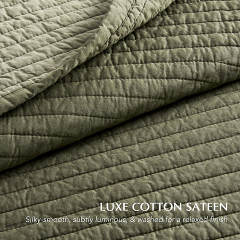 EVERGRACEHOME garment-washed olive-green fabric texture emphasizes softness