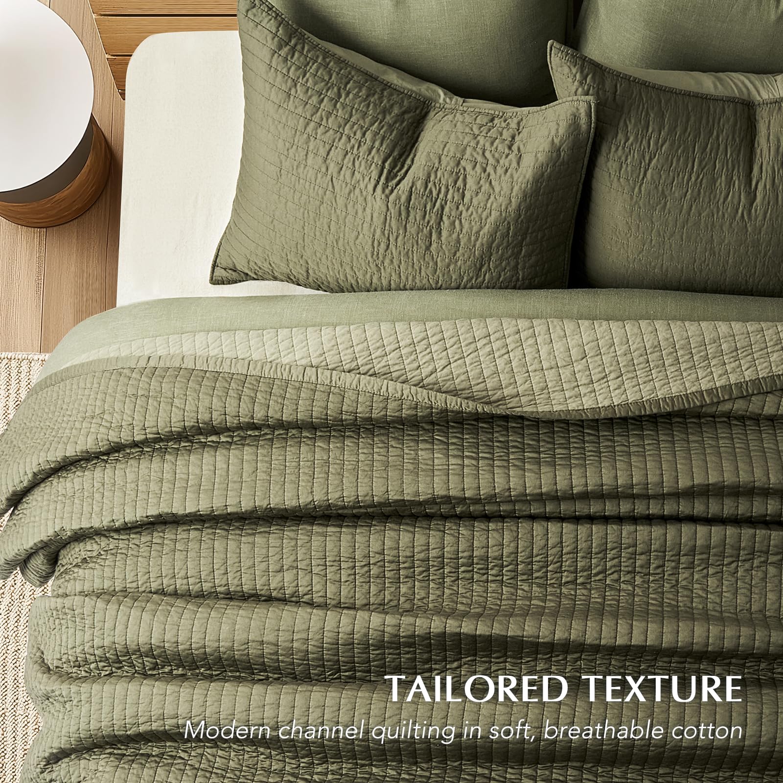 EVERGRACEHOME olive-green pillow shams front view for coordinated styling