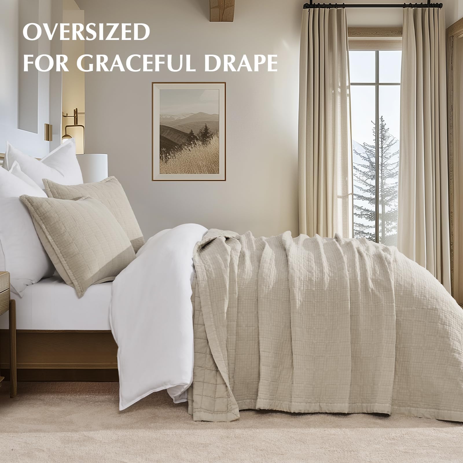 EVERGRACEHOME quilt front displaying crushed squares for timeless style
