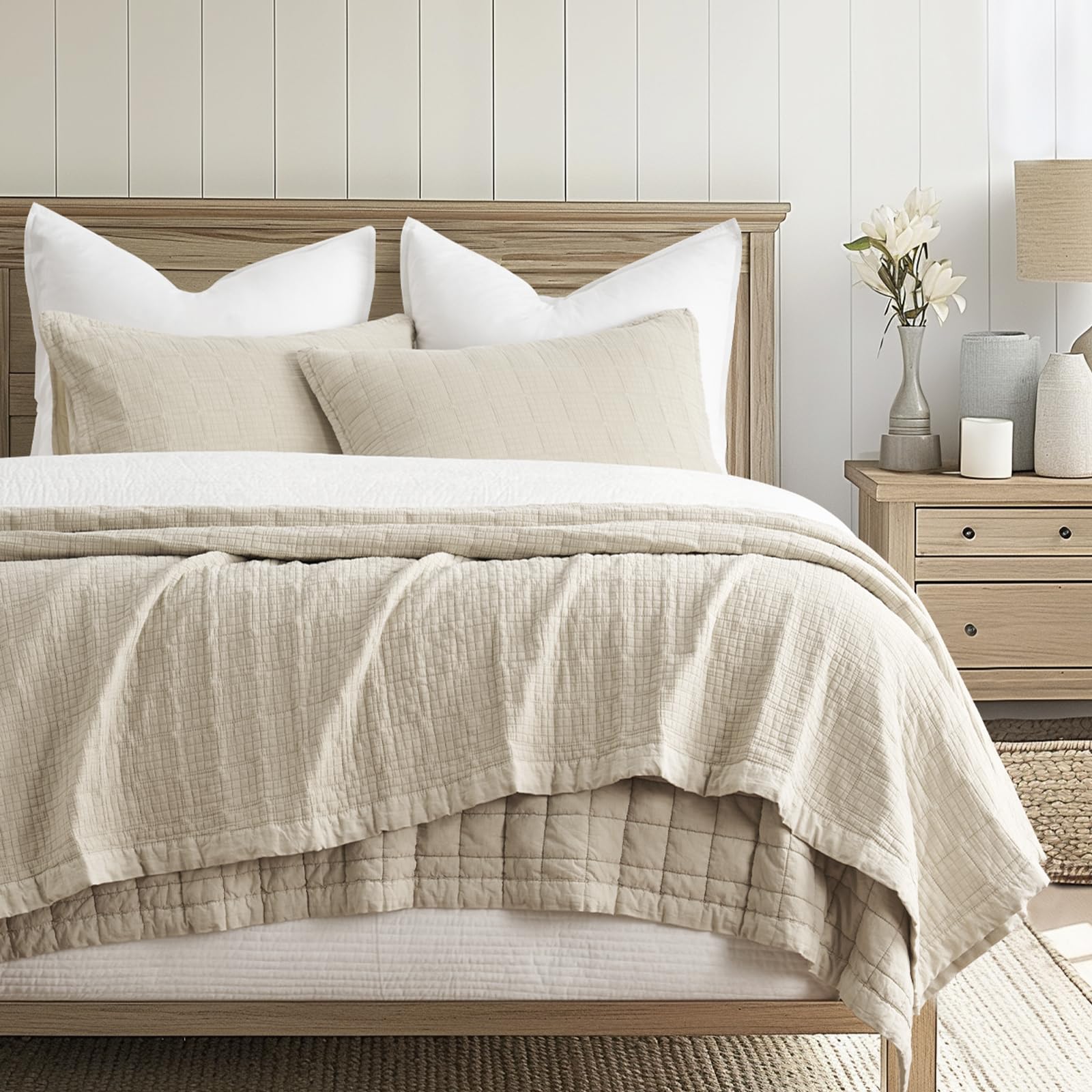 EVERGRACEHOME stonewashed cotton quilt set king oversized on bed showcasing cloud-soft texture