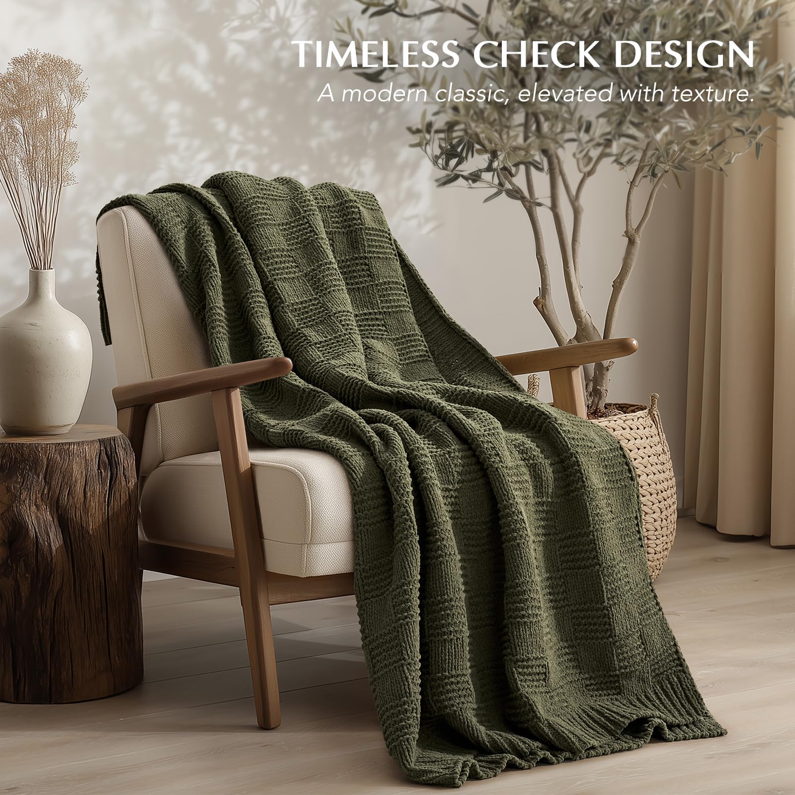Evergracehome throw draped on chair demonstrates easy styling.