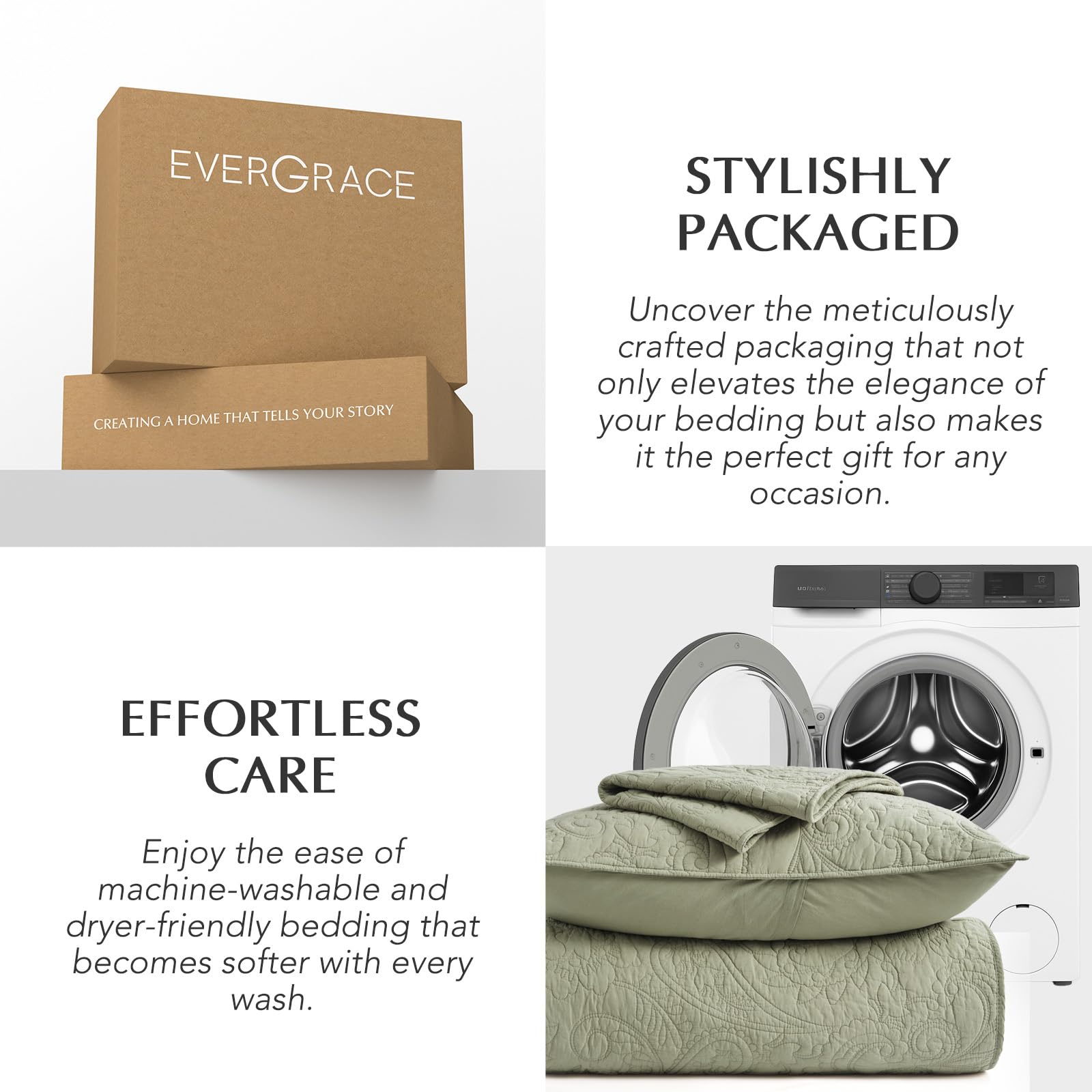 Evergracehome includes two shams for a cohesive bed display