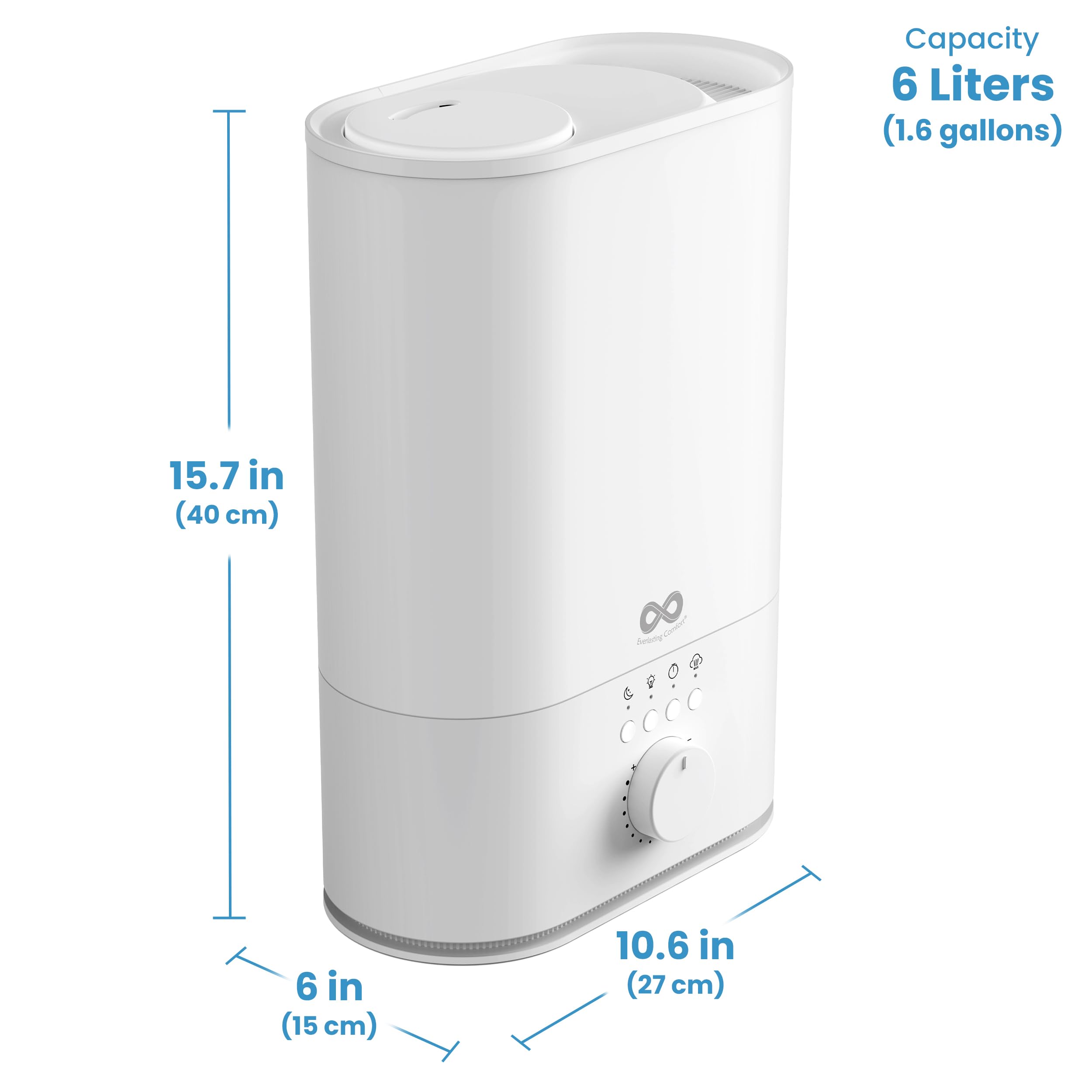 Everlasting Comfort auto shut-off keeps unit safe when water runs low.