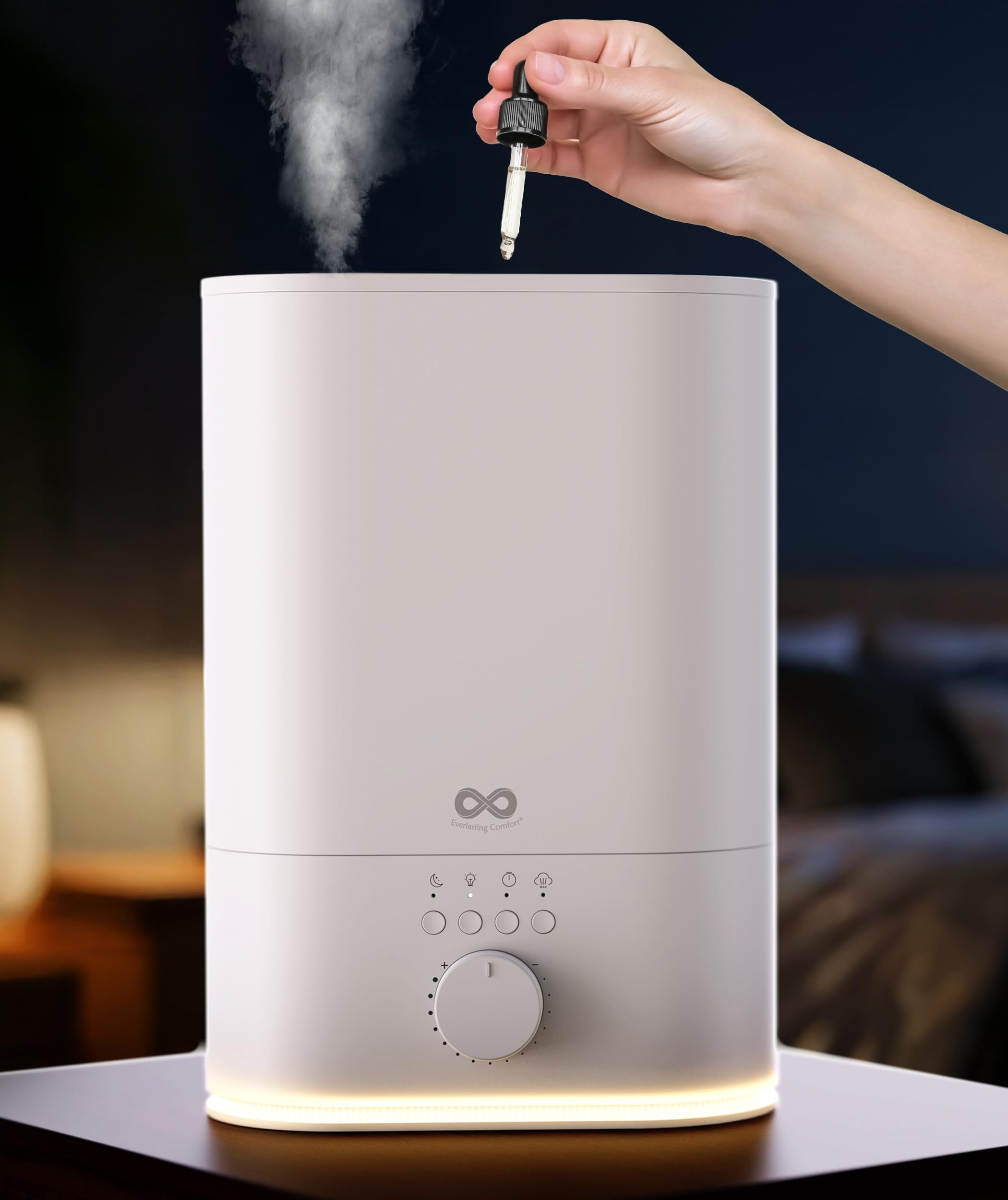 Everlasting Comfort 6L humidifier top-fill design for spill-free refills and easy maintenance.