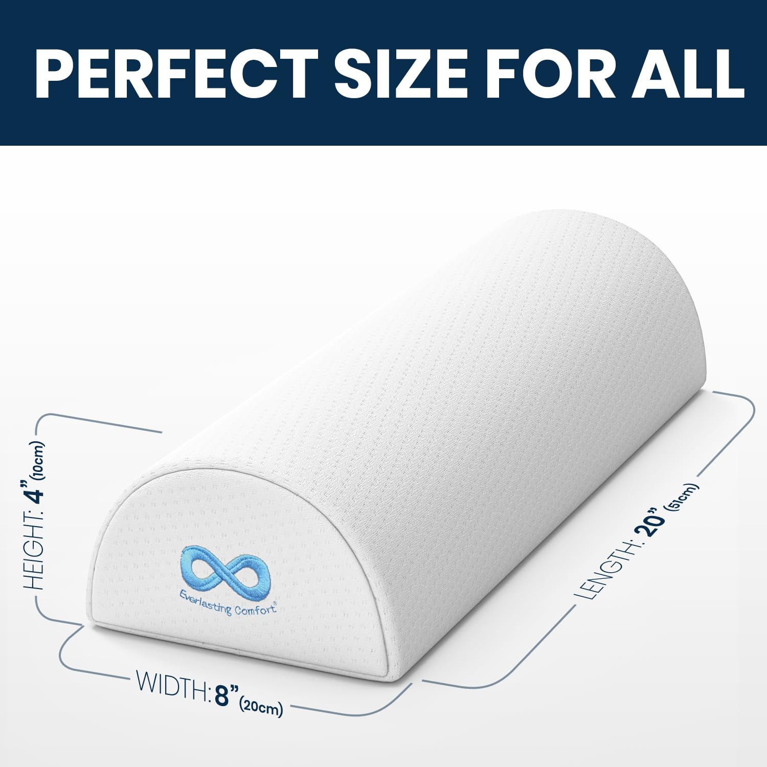 Everlasting Comfort knee pillow with breathable cover helps keep you cool while sleeping
