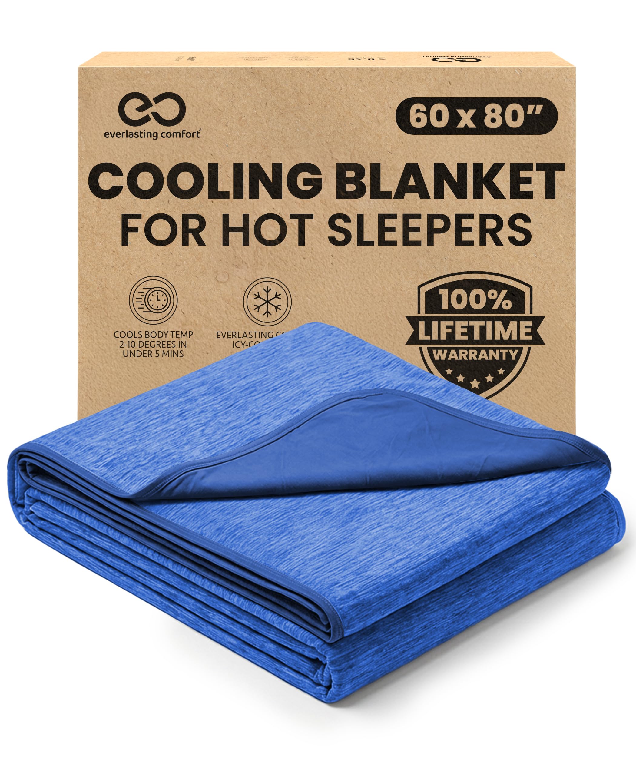 Everlasting Comfort cooling blanket with soft fabric for breathable comfort during warm nights.