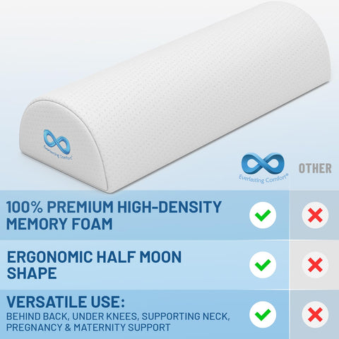Everlasting Comfort half-moon pillow cushions hips and lower back for improved alignment