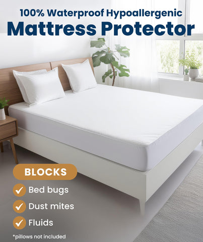 Everlasting Comfort protector shows stain protection on a tidy bed setup.