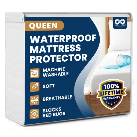 Everlasting Comfort mattress protector waterproof top view protects mattress from spills.