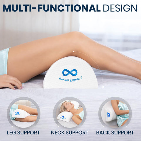 Everlasting Comfort memory foam knee pillow maintains shape for consistent support