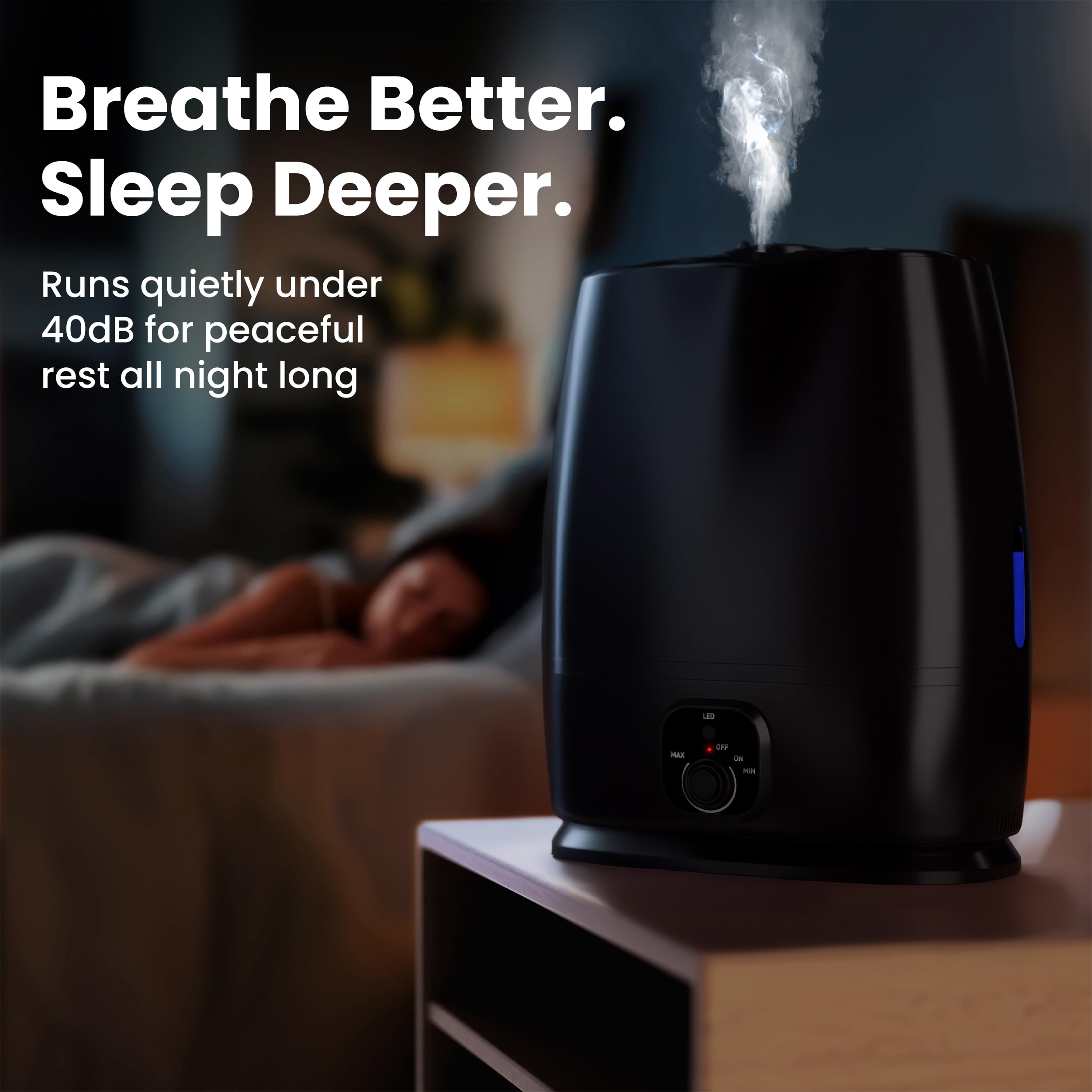 Everlasting Comfort oil diffuser tray allows calming scents while humidifying.