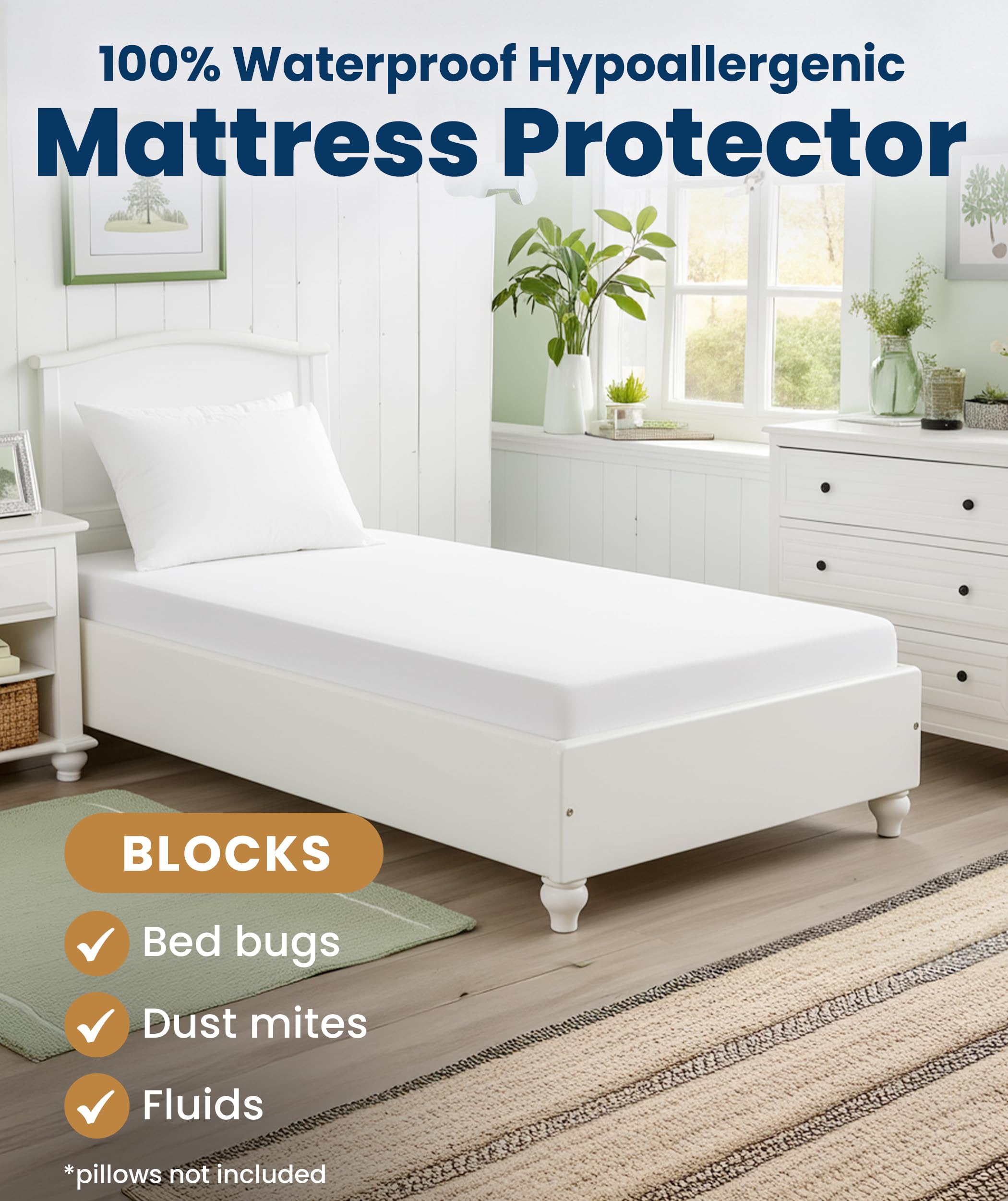 Everlasting Comfort noiseless design mattress protector prevents crackling for undisturbed rest.