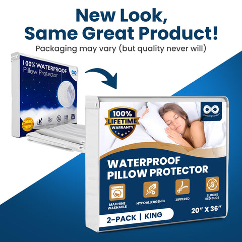 Everlasting Comfort two-pack pillow protectors offer convenient, long-lasting protection.