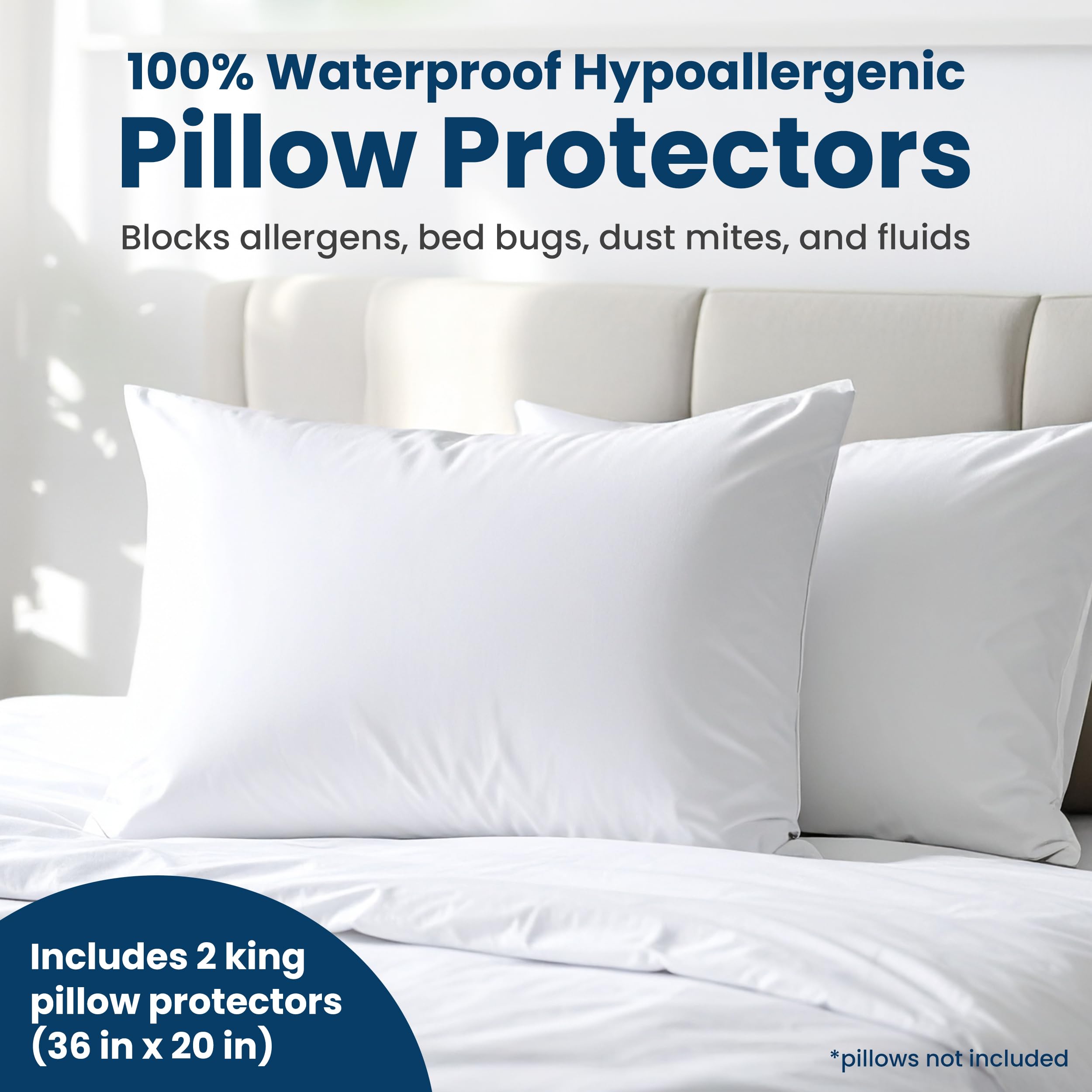 Everlasting Comfort waterproof pillow protector keeps pillows dry and fresh through accidents.