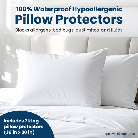 Everlasting Comfort waterproof pillow protector keeps pillows dry and fresh through accidents.