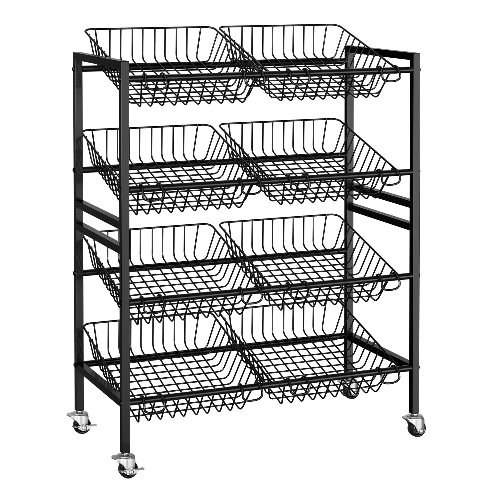 Evermagin kitchen cart with four-tier baskets for organized produce.