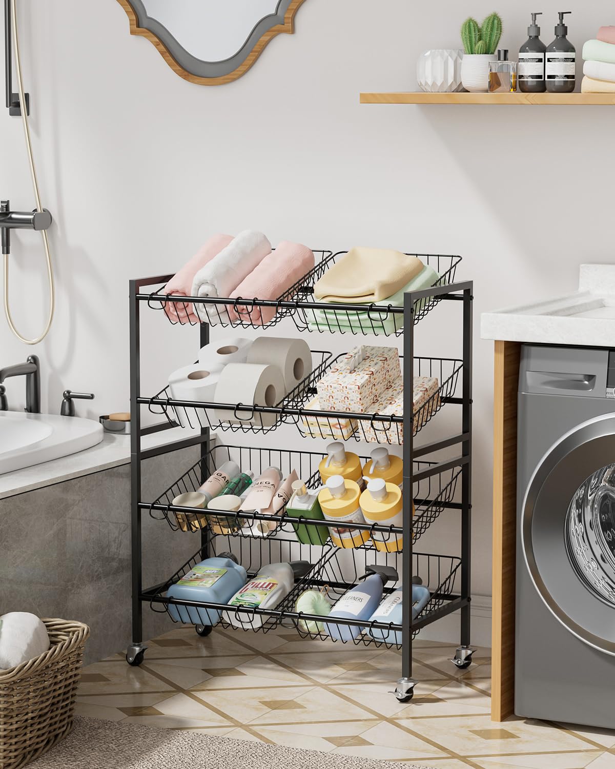 Evermagin lockable wheels keep the cart secure when stationary.