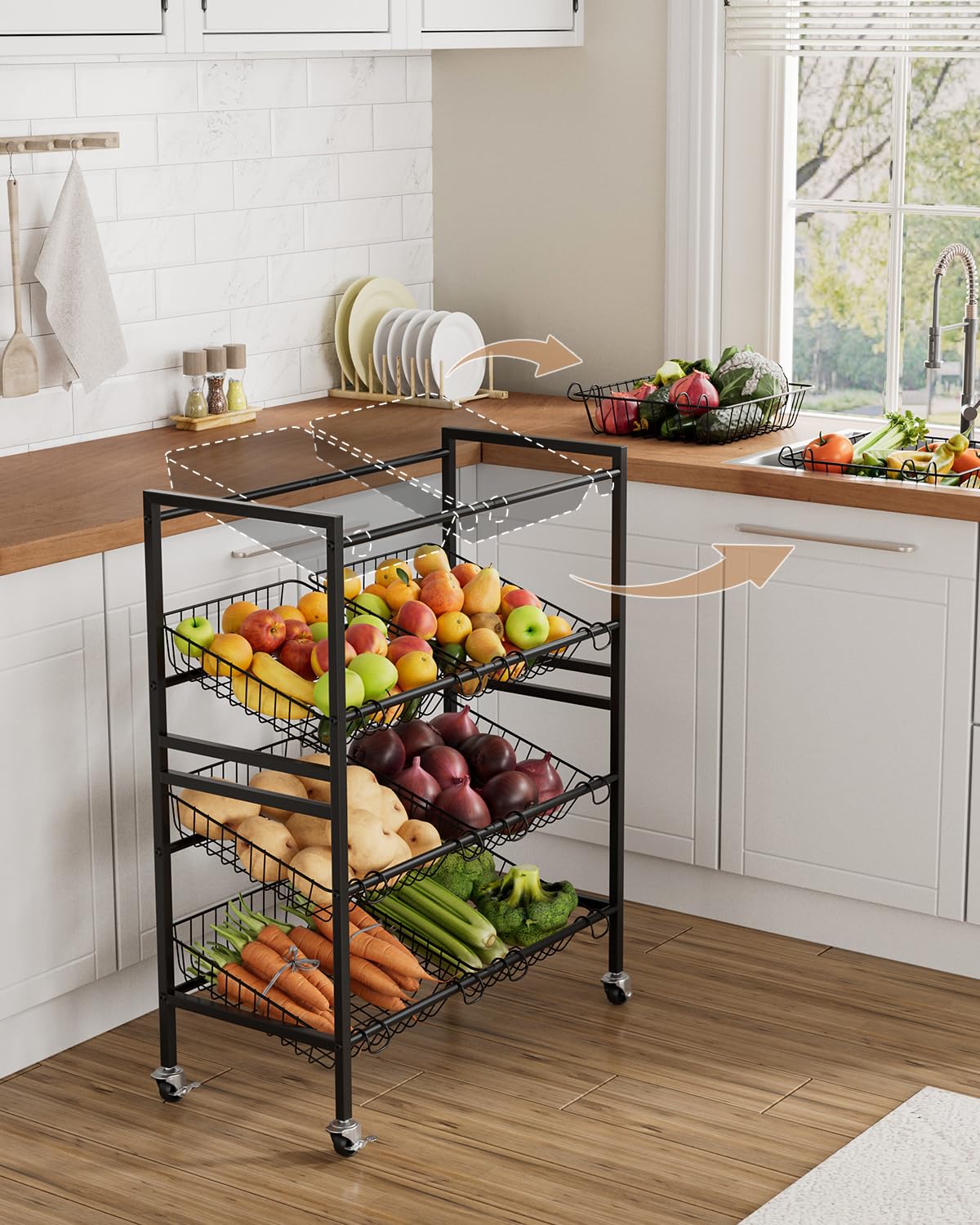 Evermagin rolling cart with smooth wheels for easy movement.