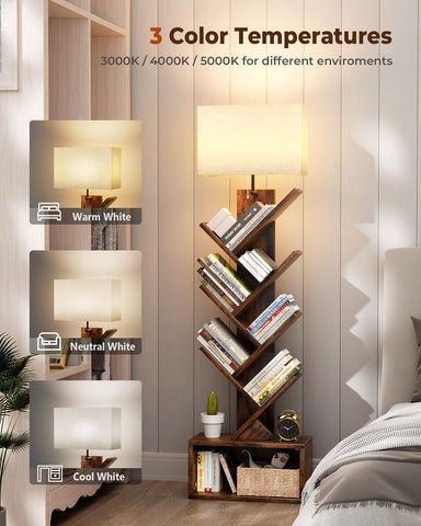 Evermagin rustic tree-inspired shelving adds stylish storage without crowding the room.
