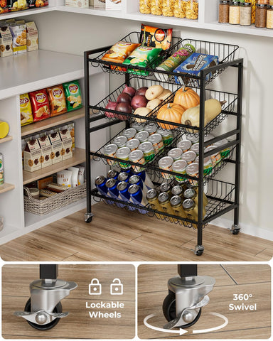 Evermagin tilted mesh shelves provide breathable produce storage.