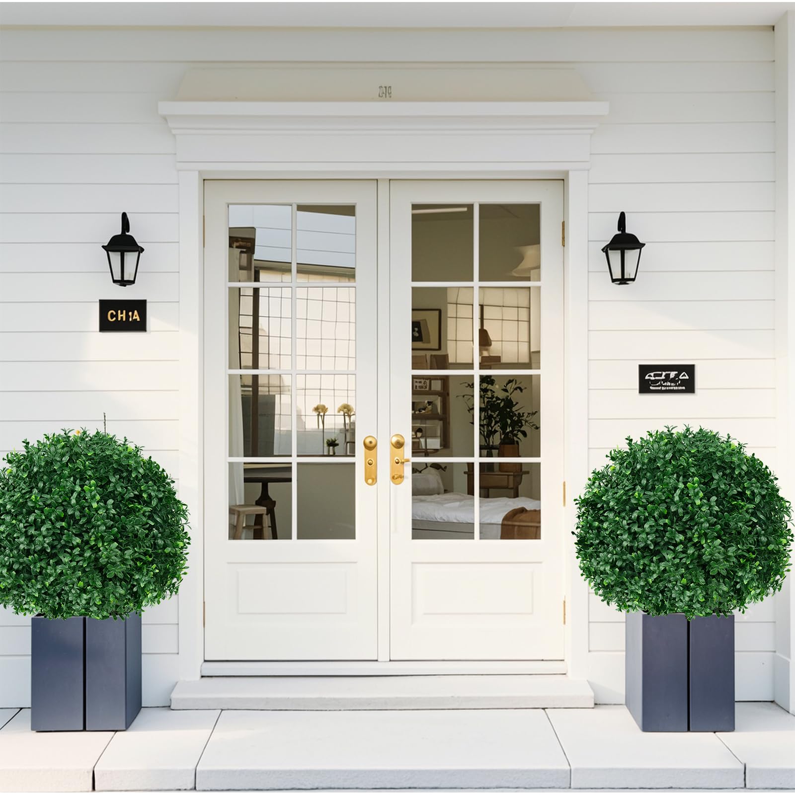 EverNature topiary ball wood trunk detail adds natural texture and stability