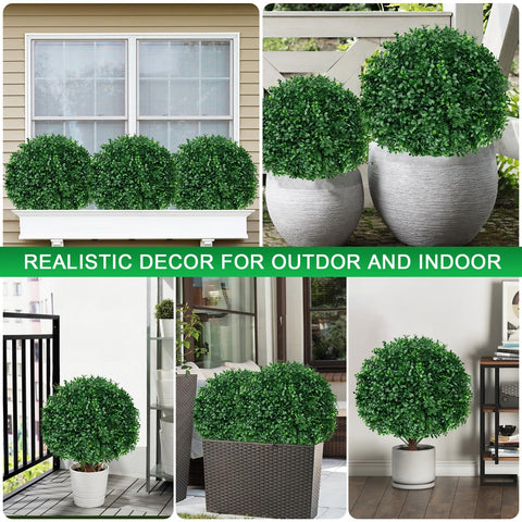 EverNature topiary on a porch creates welcoming symmetry for exterior décor