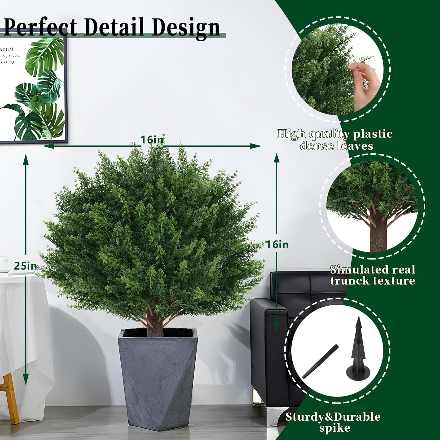 EverNature anti-topple base and stakes ensure stable outdoor placement.