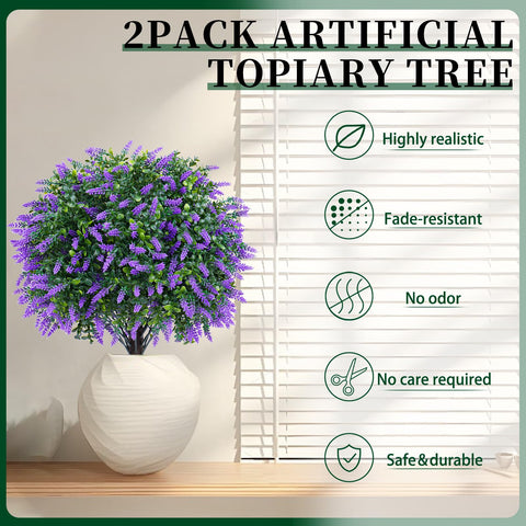 EverNature artificial lavender topiary leaves UV protection maintains vibrant color