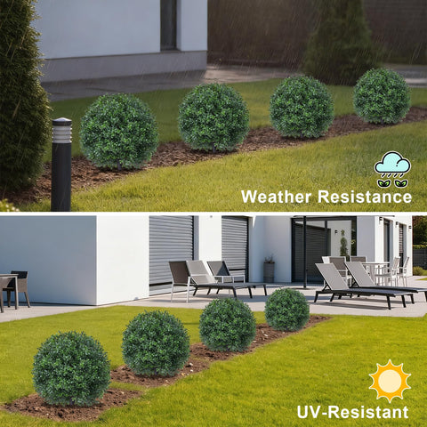 EverNature boxwood ball 16 inches, weather-resistant PE leaves.