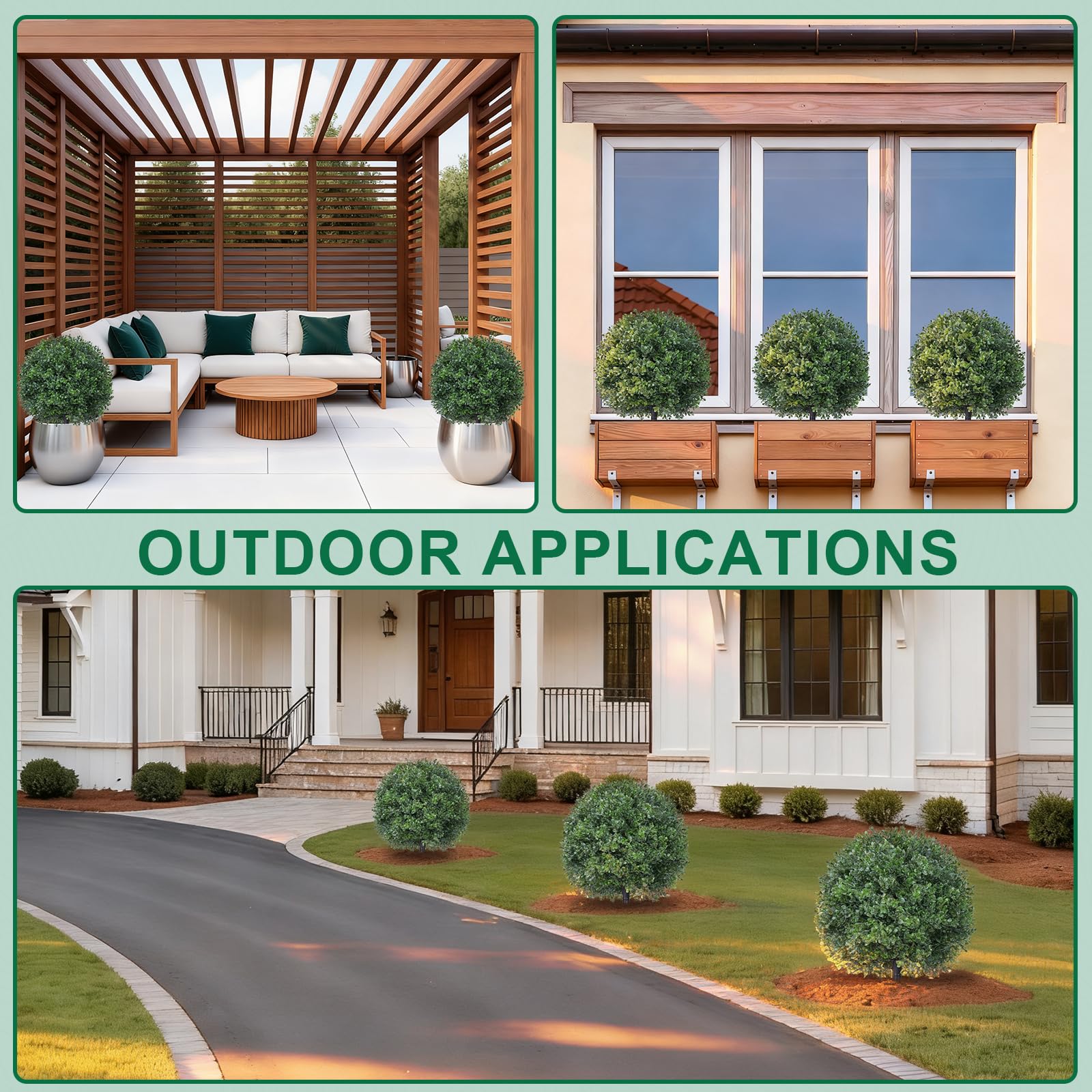 EverNature topiary pair creates symmetrical entryway accents.