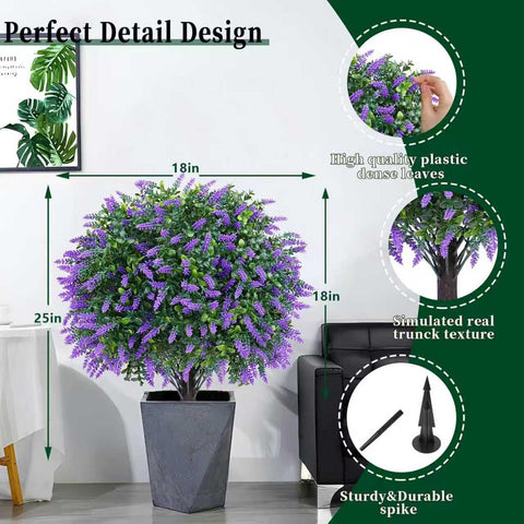 EverNature lavender topiary ball used indoors and outdoors in planters