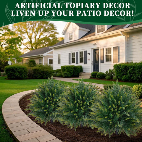EverNature paired topiaries frame entryways with symmetrical appeal.