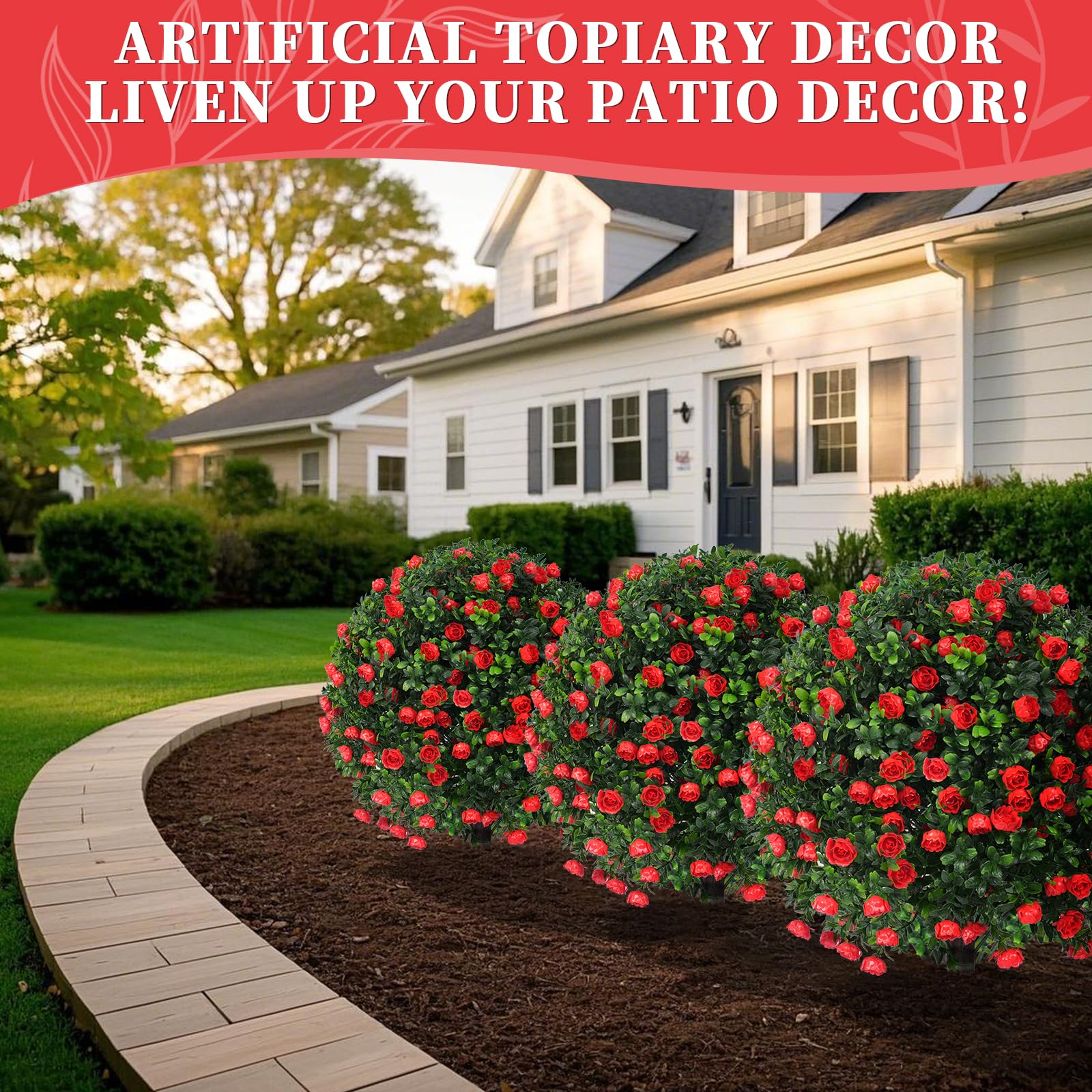 EverNature pairable topiaries create symmetrical wedding or hotel entrance decor.