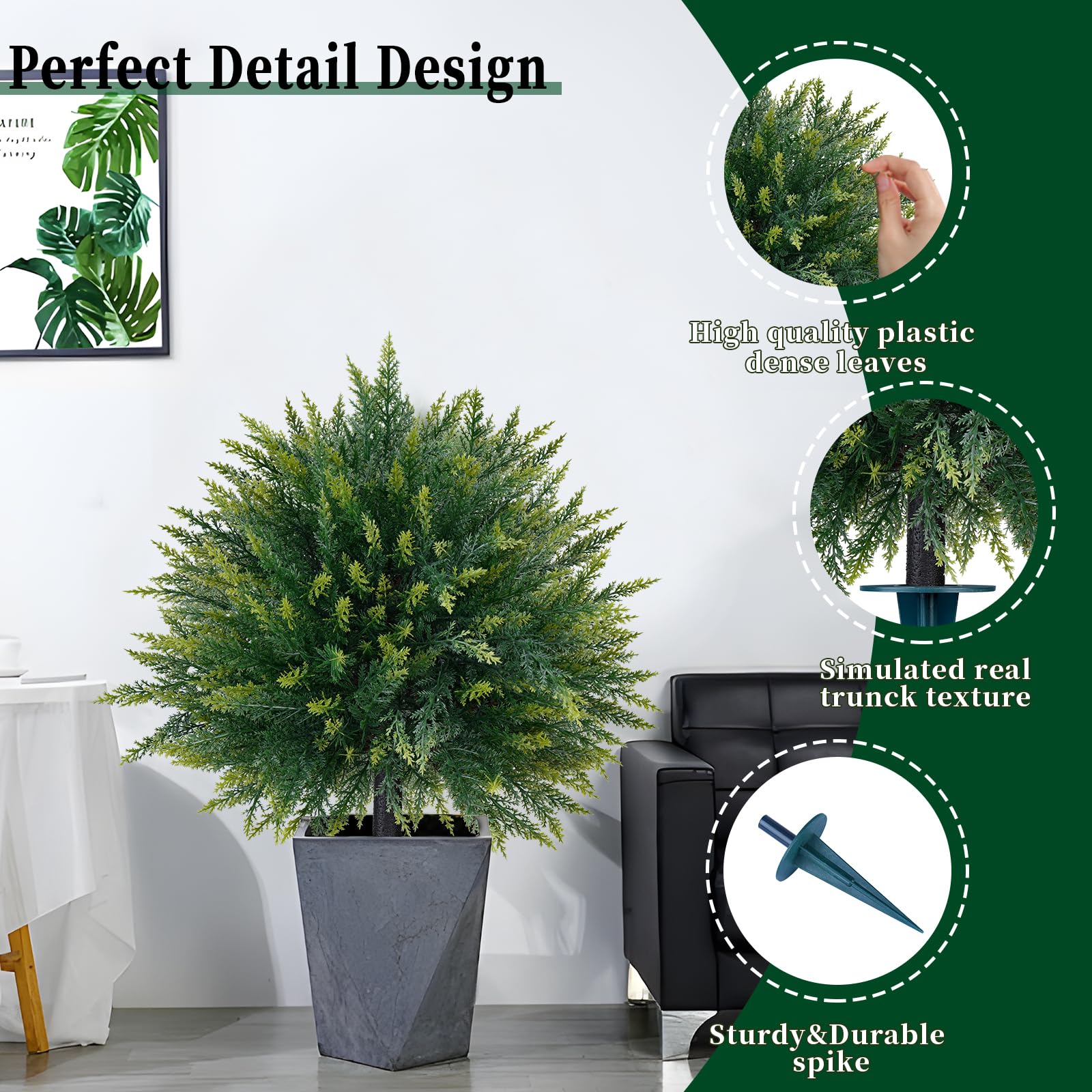 EverNature topiary with quick-ground-spike installation for fast setup.