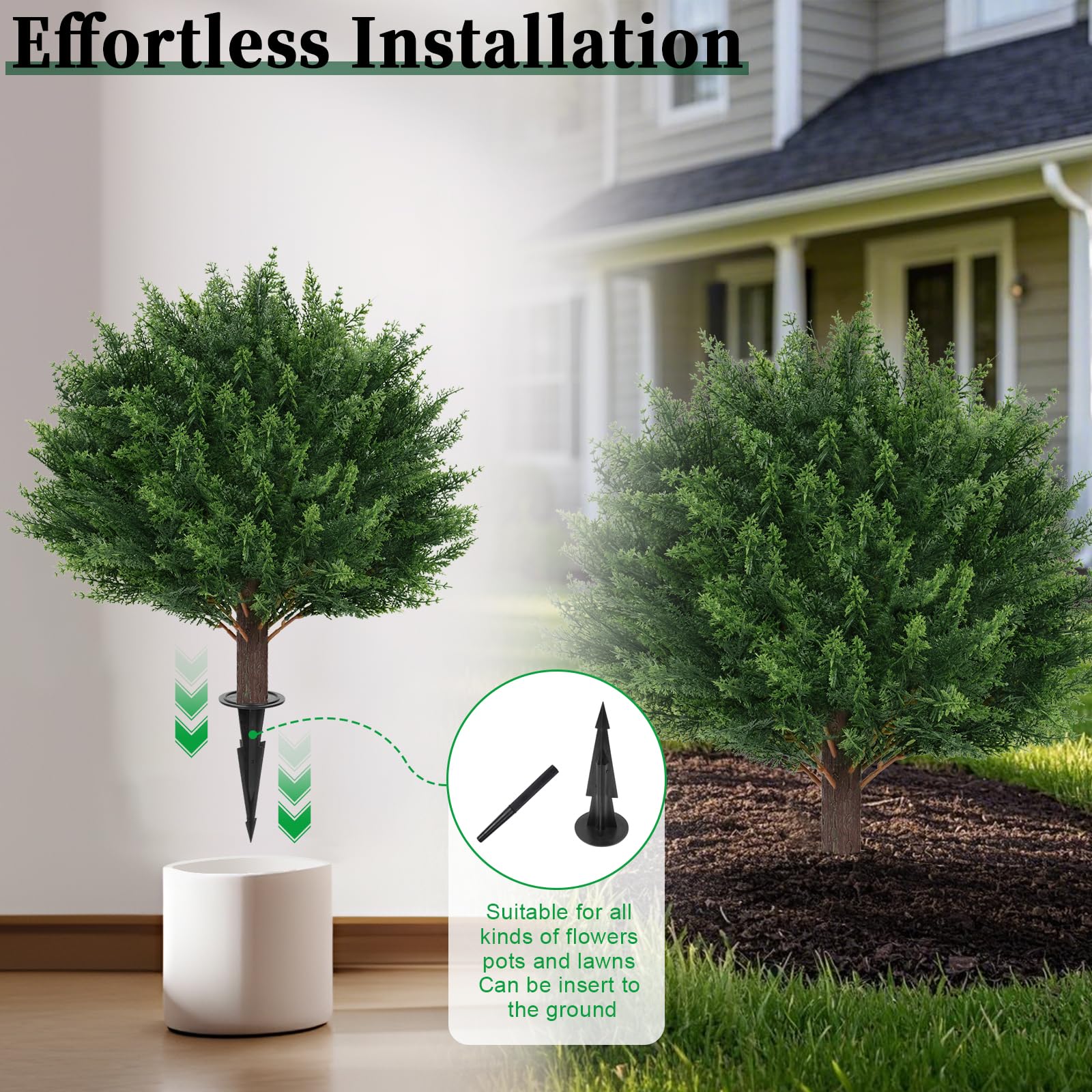EverNature pair topiaries create symmetrical entryway or garden path appeal.