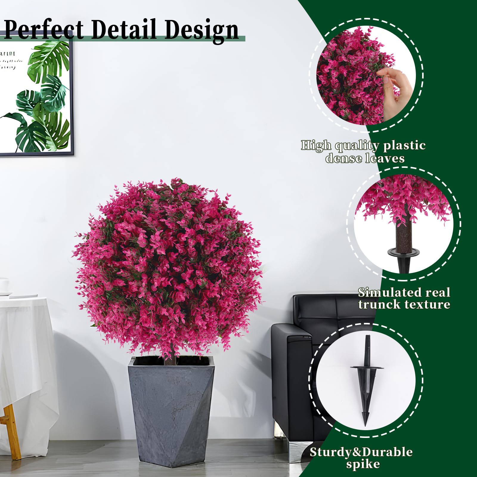 EverNature UV-protected pink leaves maintain vibrant color year-round