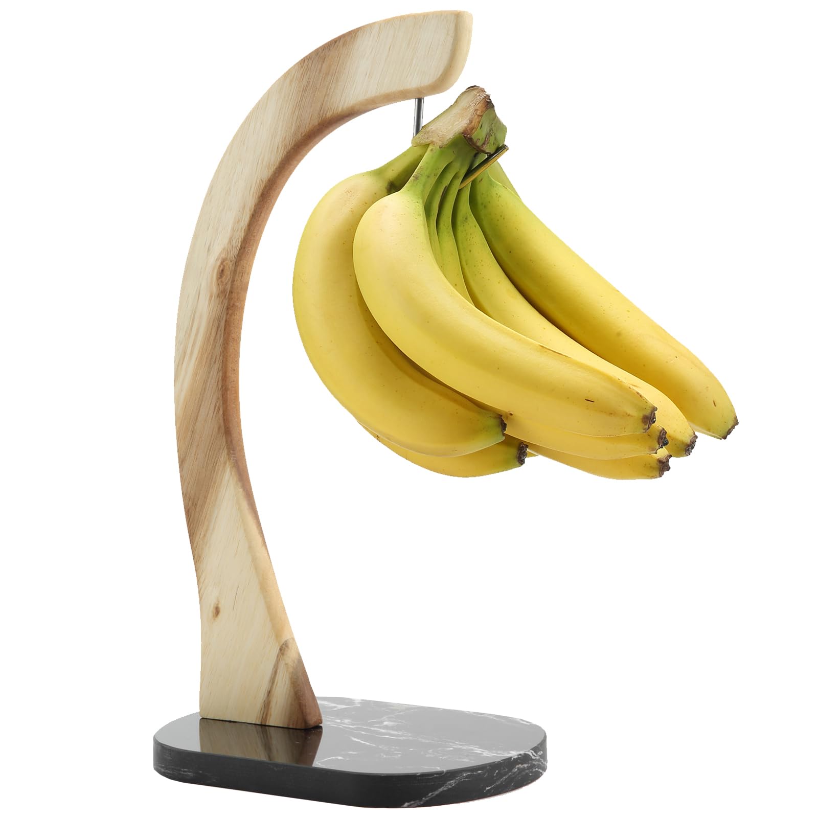 Everous banana hanger with black marble base supports ripe fruit and keeps countertops neat.