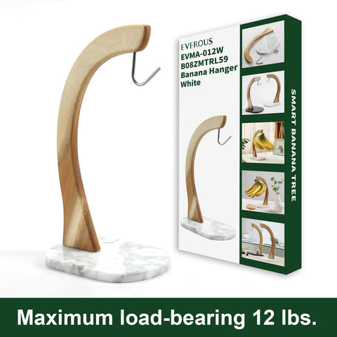 Everous banana hanger wooden stand supports long bananas without tipping