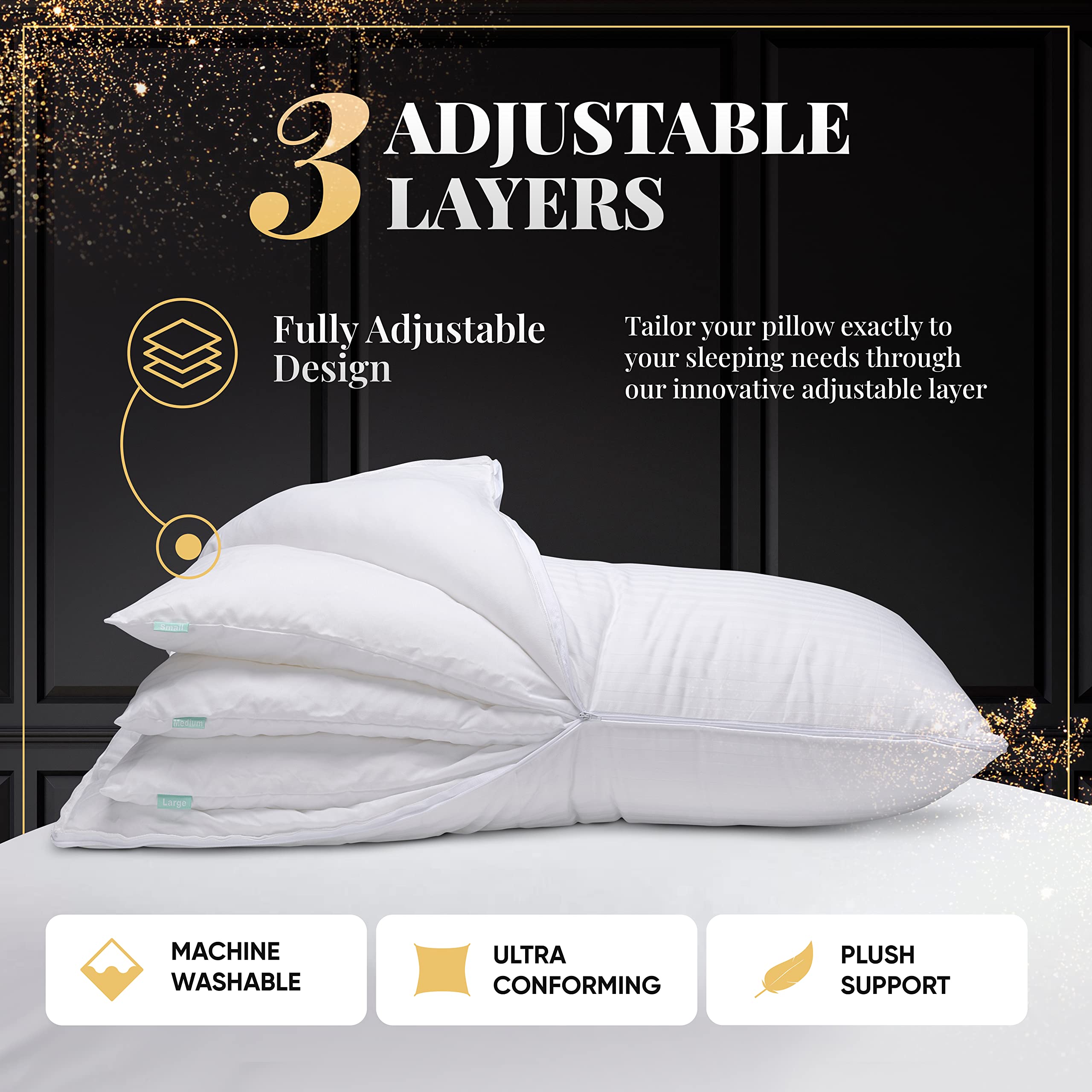 EverSnug pillow side view highlights layered design for personalized neck support.
