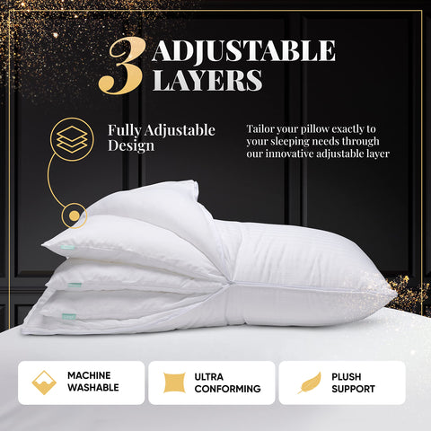 EverSnug pillow side view highlights layered design for personalized neck support.