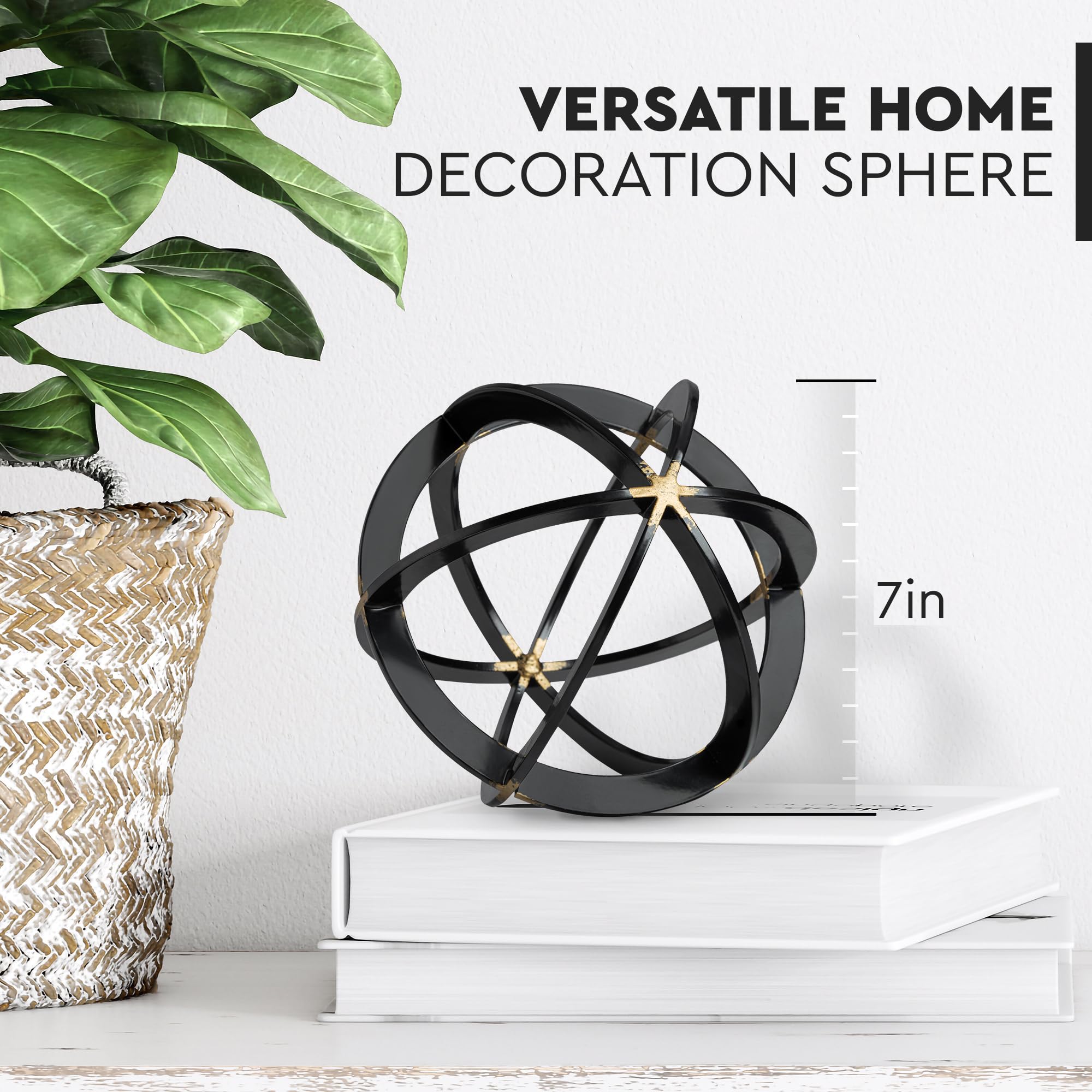 Everydecor metal ball sphere adds an elegant focal point to living rooms.