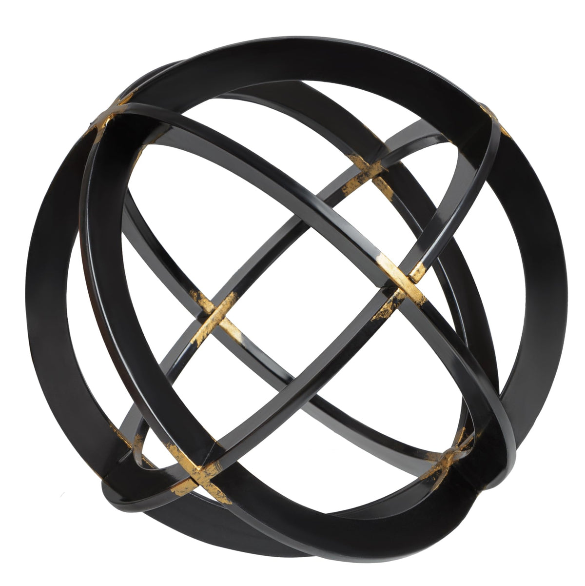 Everydecor hand-painted black and gold sphere on a modern table elevates decor.