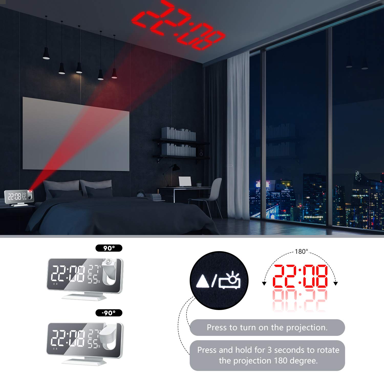 EVILTO four-level brightness adapts to day or night for comfortable viewing.