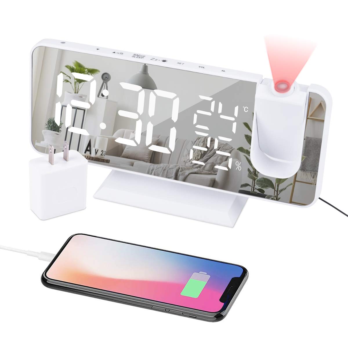 EVILTO projection alarm clock ceiling shows time clearly from bed for easy night viewing.